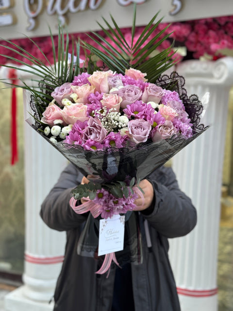 Lila Uyumlu gül & mevsim Çiçekleri