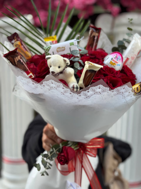 GÜL & ÇİKOLATA BUKETİ — AYICIKLI ÖZEL TASARIM