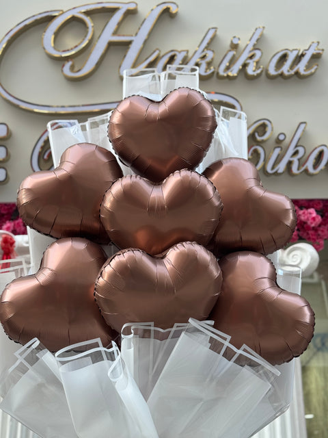 KALP FOLYO BALON BUKETİ — COFFEE METALIC SERİ
