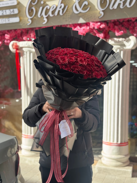 101 SİM DEV KIRMIZI GÜL BUKETİ — GÖSTERİŞLİ VE LÜKS TASARIM 🌹