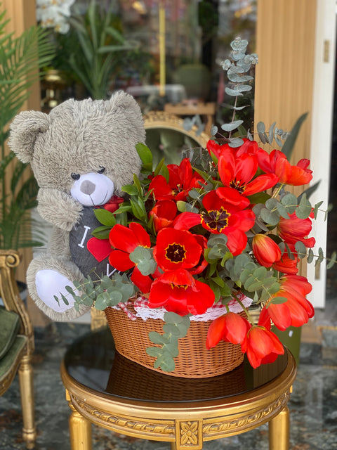 TULIP BASKET ARRANGEMENT 🌷