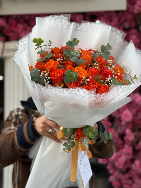 🧡 TURUNCU GÜL BUKETİ — ENERJİ VE ZARAFET BİR ARADA 🧡