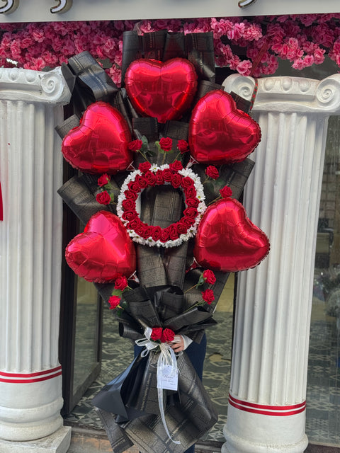 DEV AŞK BUKETİ — KALP BALON & GÜL TASARIMI 🎈❤️