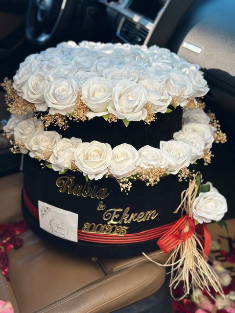 DOUBLE LAYER WHITE VELVET ROSE 🤍