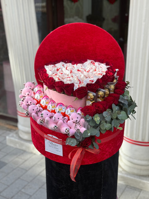 🌹 LÜKS TASARIM 50 CM ÖZEL KUTU🌹 KIRMIZI CANLI GÜL