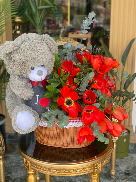 TULIP BASKET ARRANGEMENT 🌷