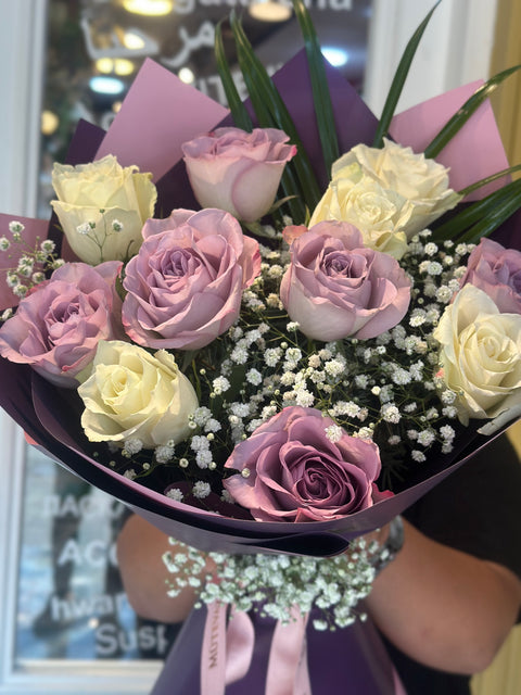 🌸 beyaz & lila GÜLLERDEN LÜKS BUKET 🌸
