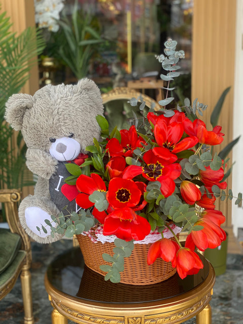TULIP BASKET ARRANGEMENT 🌷