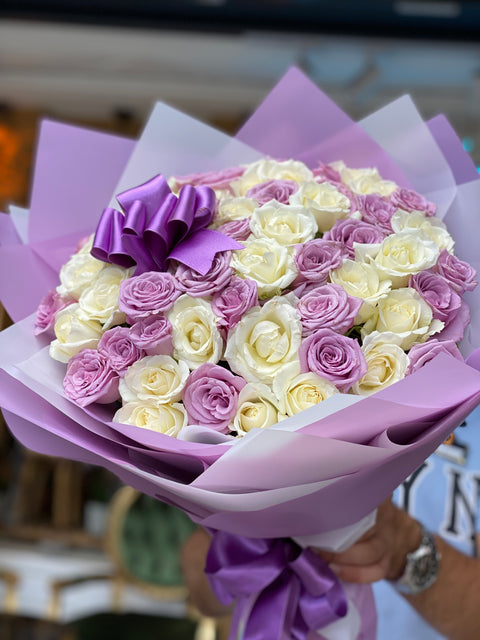 41 Lİ ŞAHANE LİLA VE BEYAZ GÜL 🤍