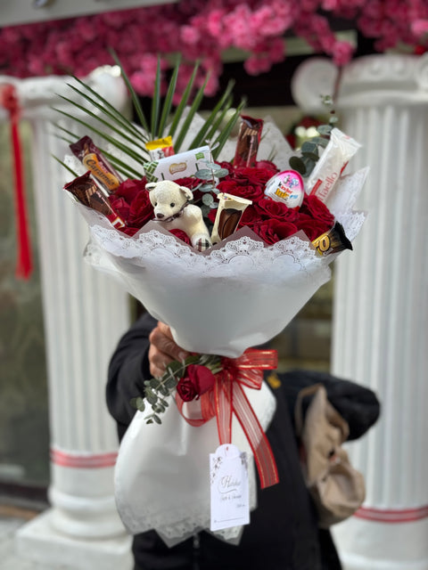 GÜL & ÇİKOLATA BUKETİ — AYICIKLI ÖZEL TASARIM