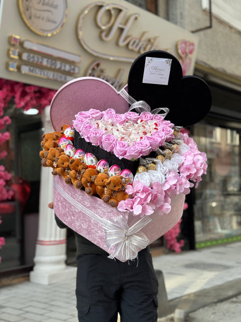 50 Cm Pembe Aşk Özel gül ve çikolata 🍫