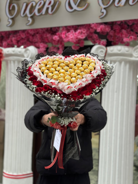 KALPLİ LÜKS ÇİKOLATA & GÜL BUKETİ 🍫🌹