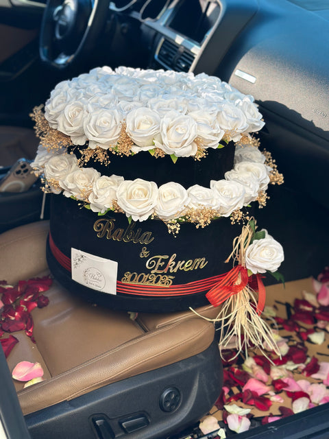 DOUBLE LAYER WHITE VELVET ROSE 🤍