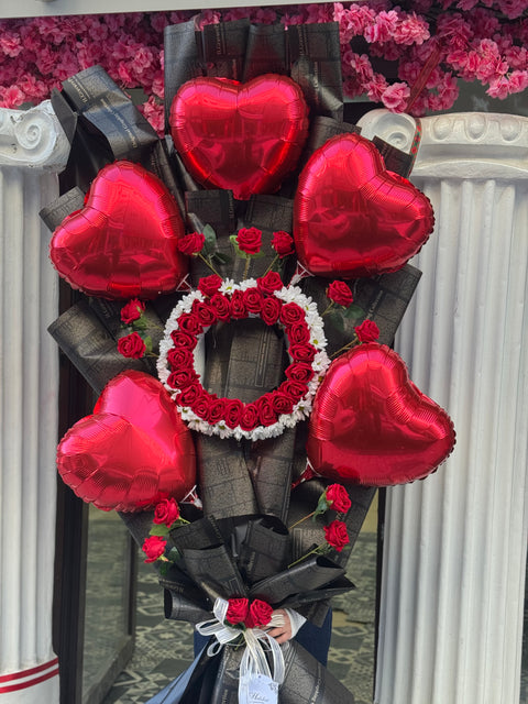 DEV AŞK BUKETİ — KALP BALON & GÜL TASARIMI 🎈❤️