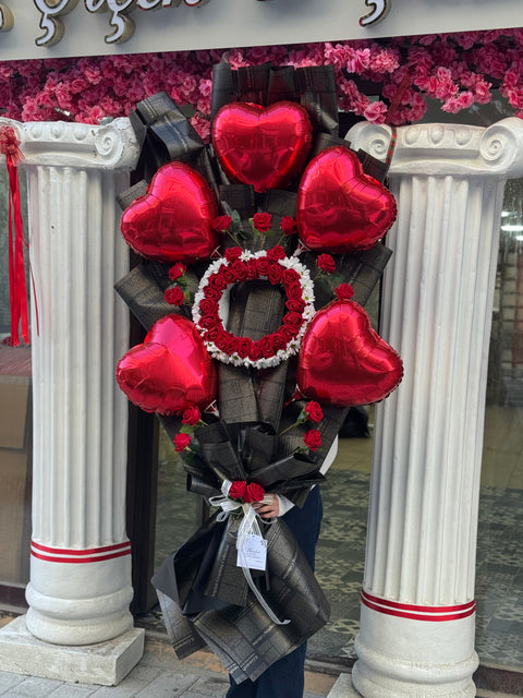 DEV AŞK BUKETİ — KALP BALON & GÜL TASARIMI 🎈❤️