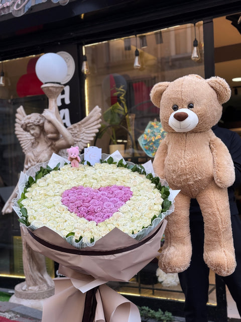 ROSE AND TEDDY BEAR ALL IN ONE GIANT GIFT 🧸
