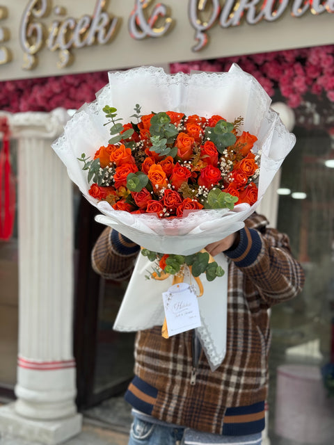 🧡 TURUNCU GÜL BUKETİ — ENERJİ VE ZARAFET BİR ARADA 🧡