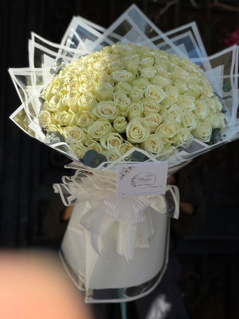 101 WHITE ROSES WITH PURE LOVE 🤍