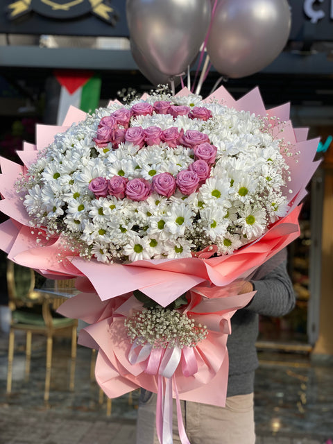 DEV HARFLİ PAPATYA BUKETİ 💝