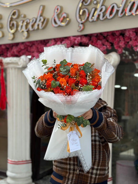 🧡 TURUNCU GÜL BUKETİ — ENERJİ VE ZARAFET BİR ARADA 🧡