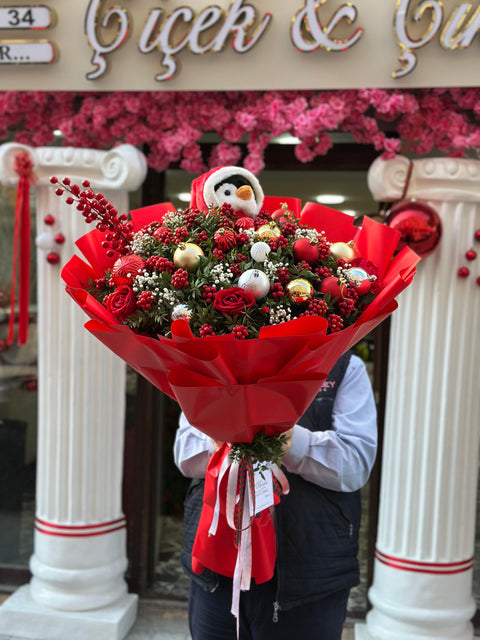 KIRMIZI YILBAŞI KOKİNA BUKETİ - Yeni Yılın En Şık ve Anlamlı Tasarımı