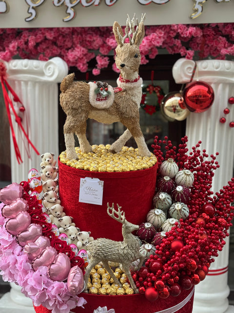 Yeni Yıl Premium Aranjman 🎄 – Işıltılı Kırmızı Tasarım